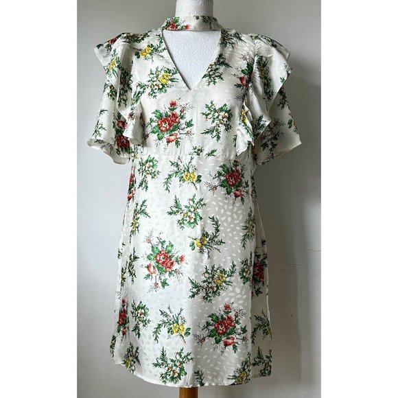 Zara Dresses & Skirts - Zara Floral Mini Dress Chocker Neck Ruffle Detail M, L, XL